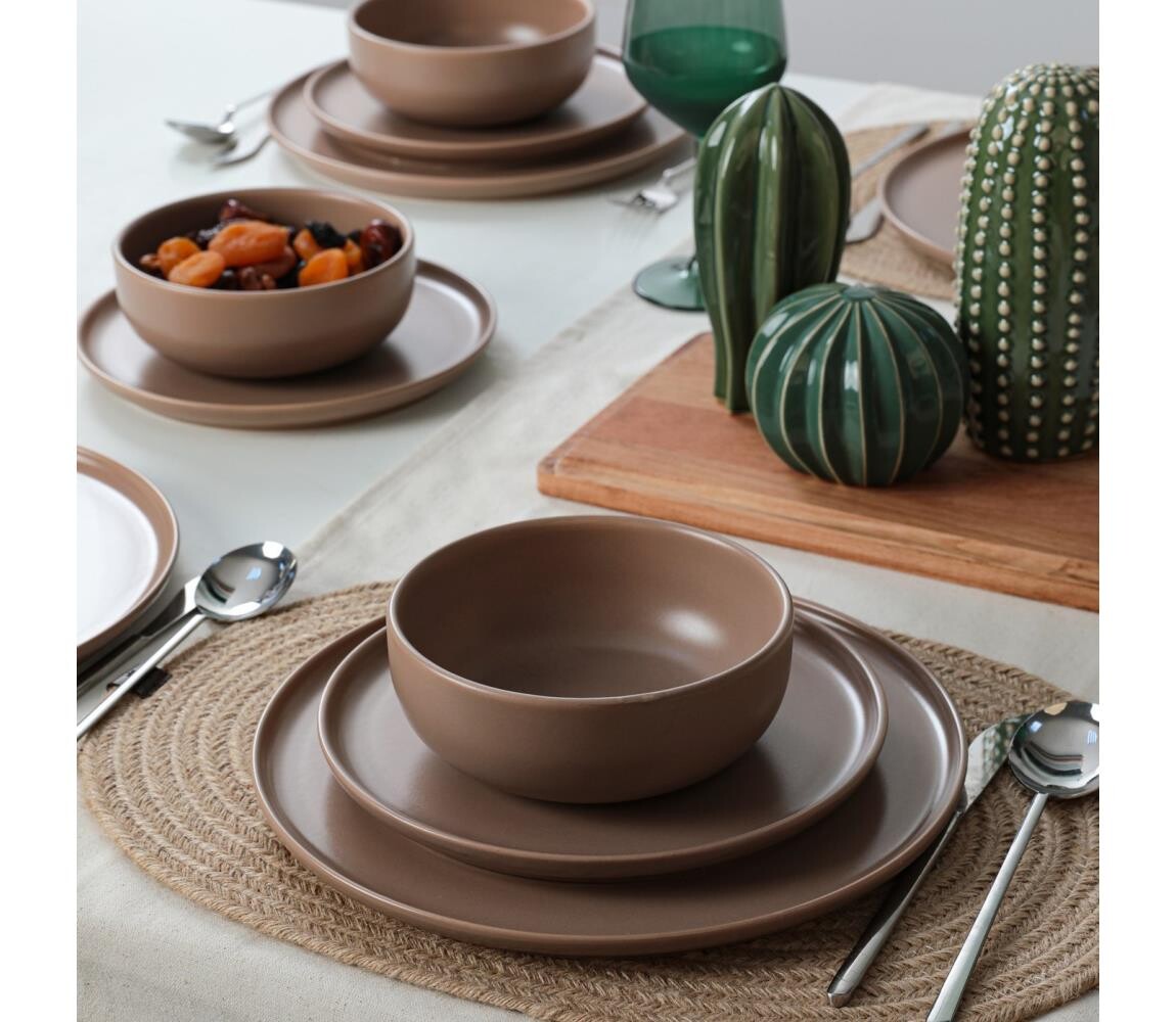 Jídelní sada 18 ks hnědá/keramika 275KRM1864