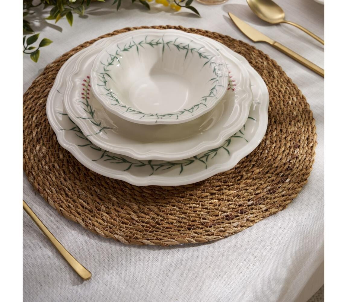 Jídelní sada 24 ks bílá/zelená/porcelán 520ZNO1105