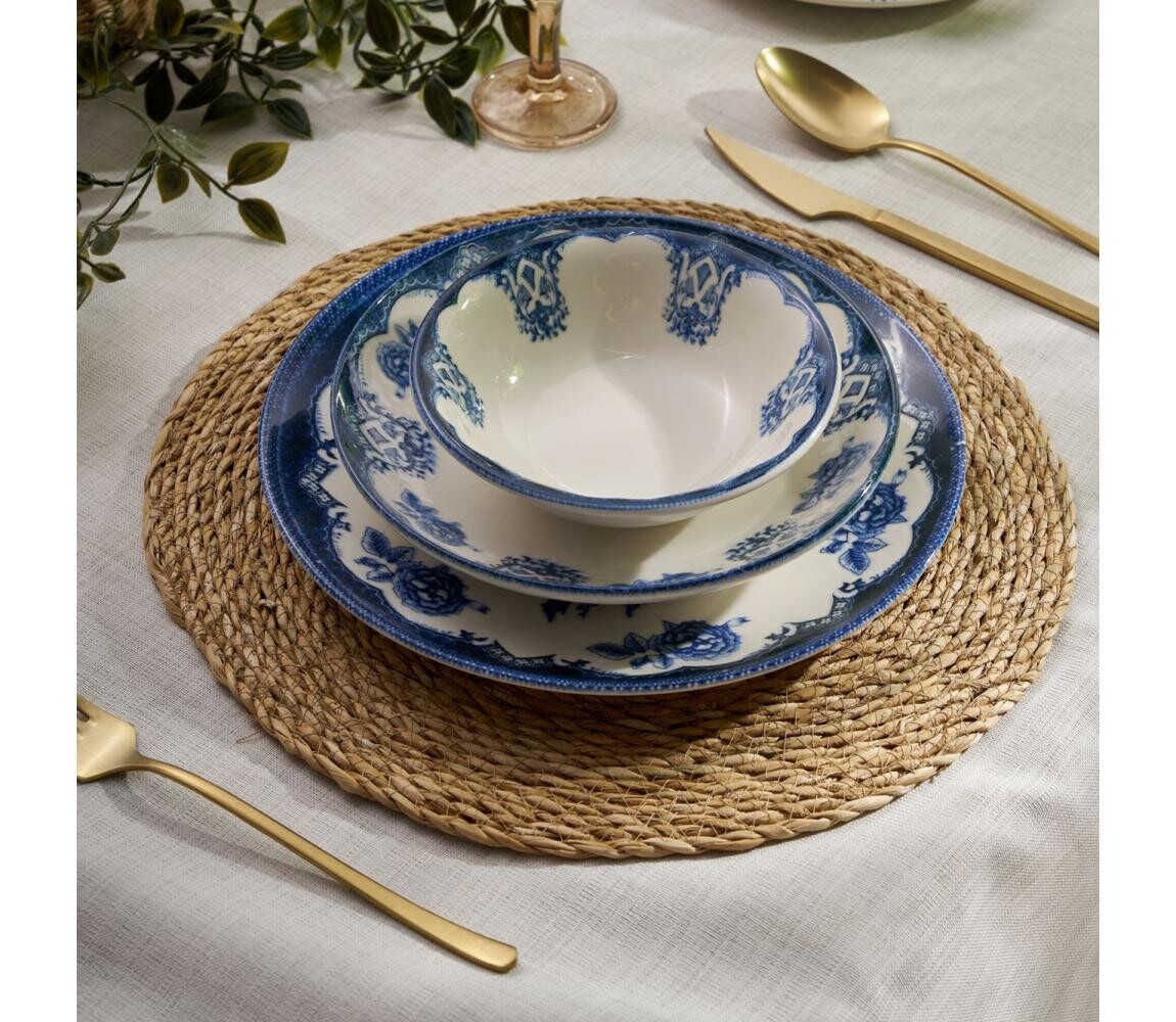 Jídelní sada 24 ks modrá/bílá/porcelán 520ZNO1104