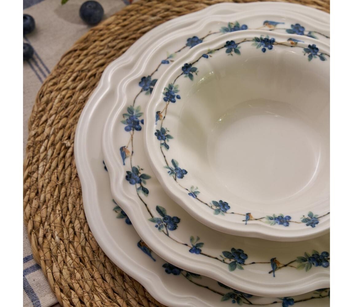 Jídelní sada 24 ks bílá/modrá/porcelán 520ZNO1101