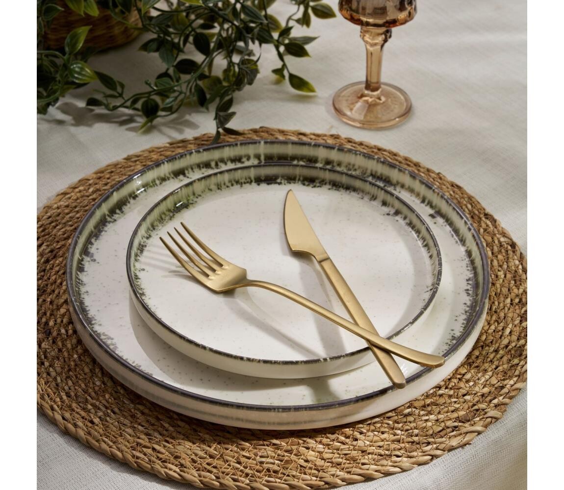 Jídelní sada 24 ks bílá/hnědá/porcelán 520ZNO1107