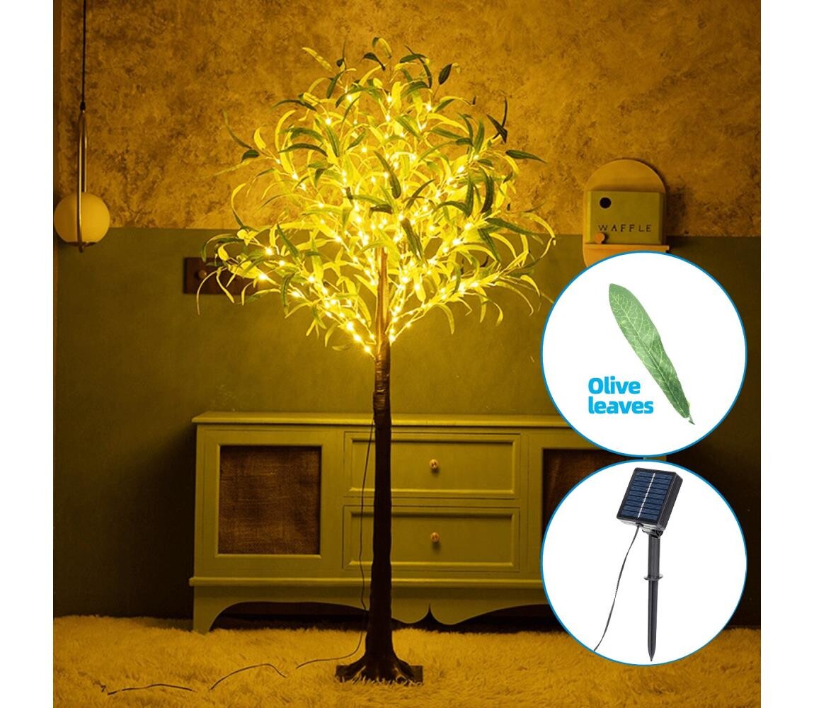 B.V.  - LED Solární dekorace 150xLED/3,2m IP65 teplá bílá olive B1020137O