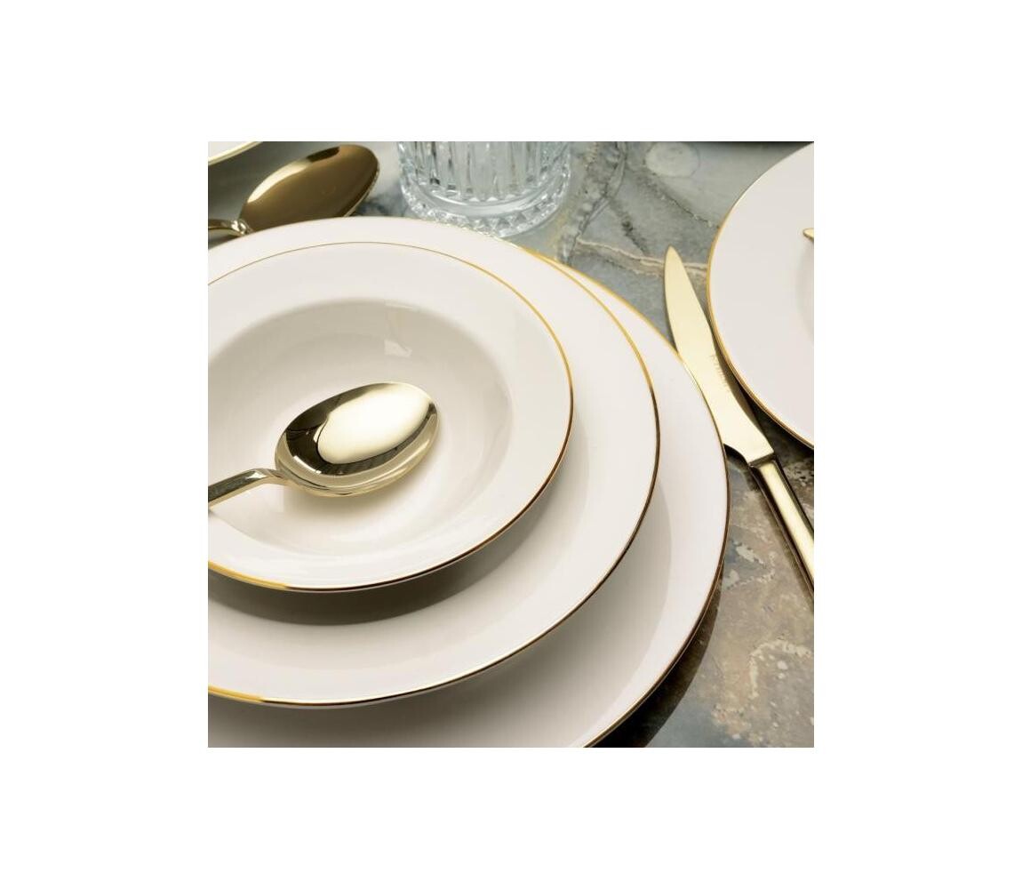 Jídelní sada 24 ks krémová/zlatá/porcelán 973BRS3168