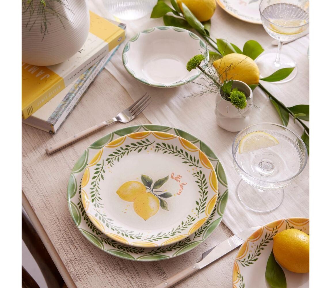 Jídelní sada 24 ks žlutá/bílá/zelená/porcelán 710KTP3120