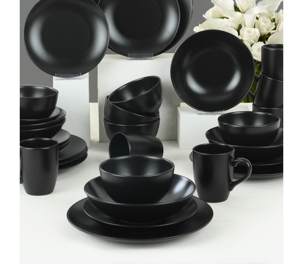 Jídelní sada 30 ks černá/keramika 275KRM1744