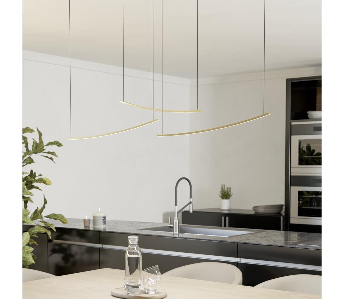 Eglo 902167 -LED Stm. lustr na lanku VILLEGGI LED/22W/230V 2700/4000/6500K zlatá 902167