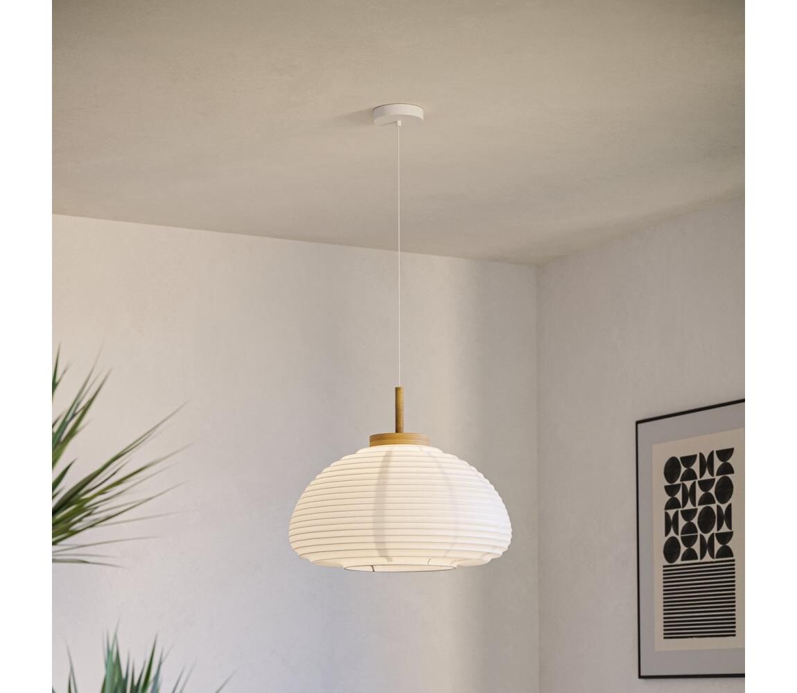 Eglo 44064 - Lustr na lanku SUMMERHILL 1xE27/40W/230V pr. 40 cm bílá/béžová 44064