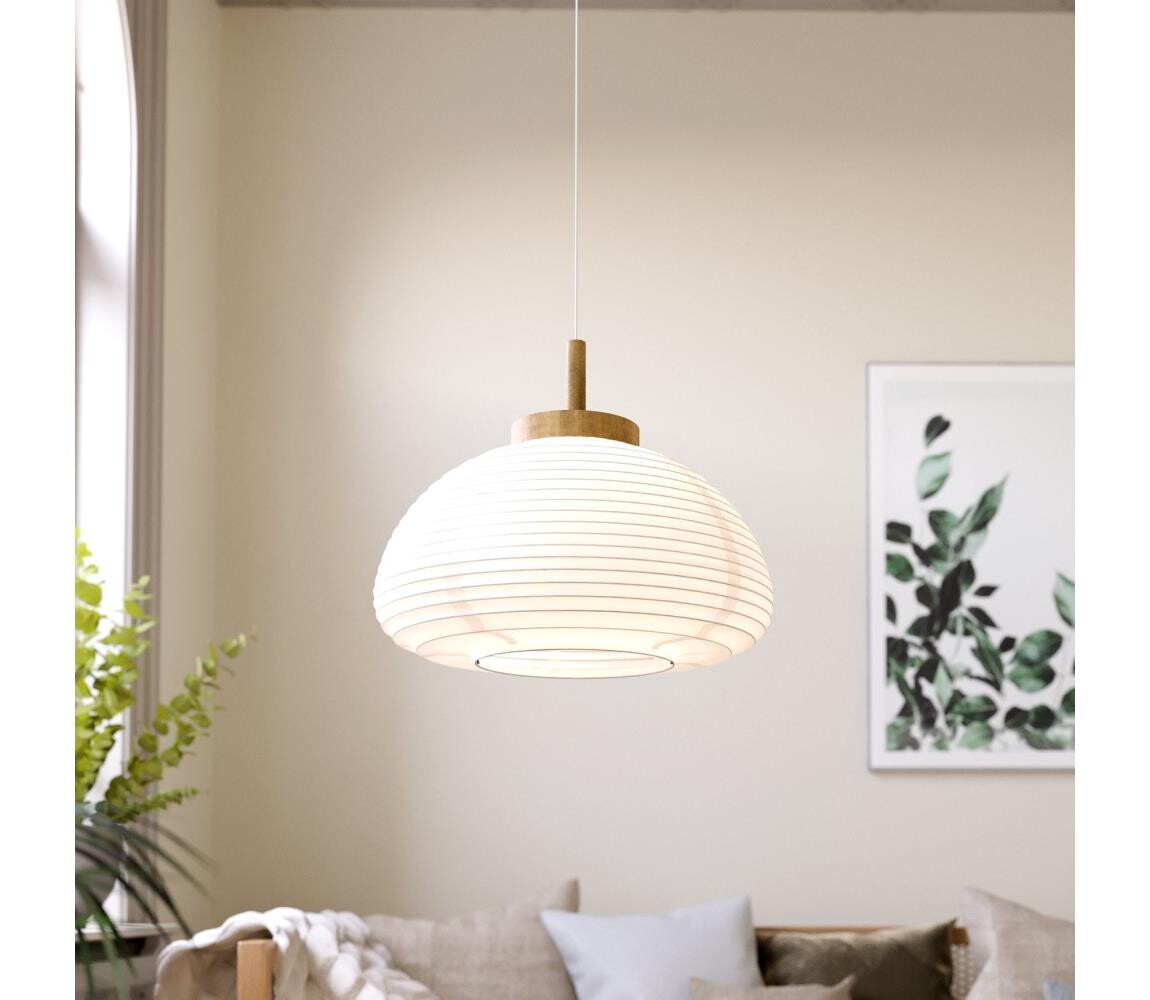 Eglo 44065 - Lustr na lanku SUMMERHILL 1xE27/40W/230V pr. 55 cm bílá/béžová 44065