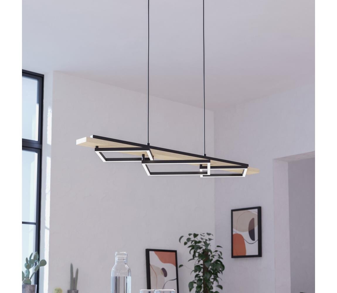 Eglo 901927 - LED St. lustr na lanku BOYAL 2xLED/13W/230V+LED/16W černá/béžová 901927