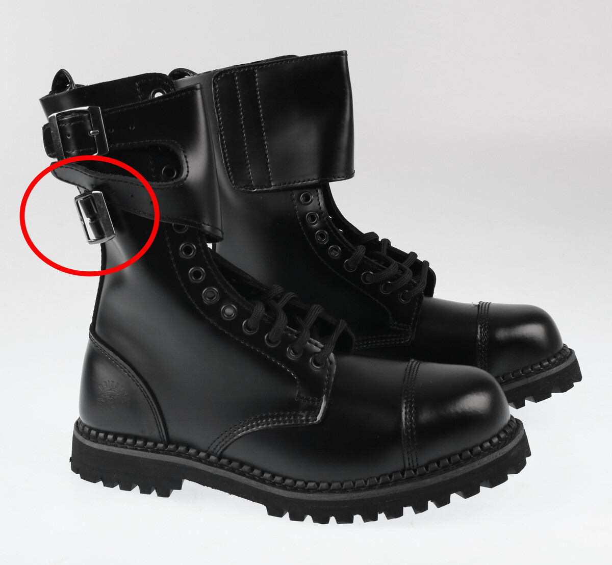 boty GRINDERS - 10dírkové - Stag Derby - Black - POŠKOZENÉ 42