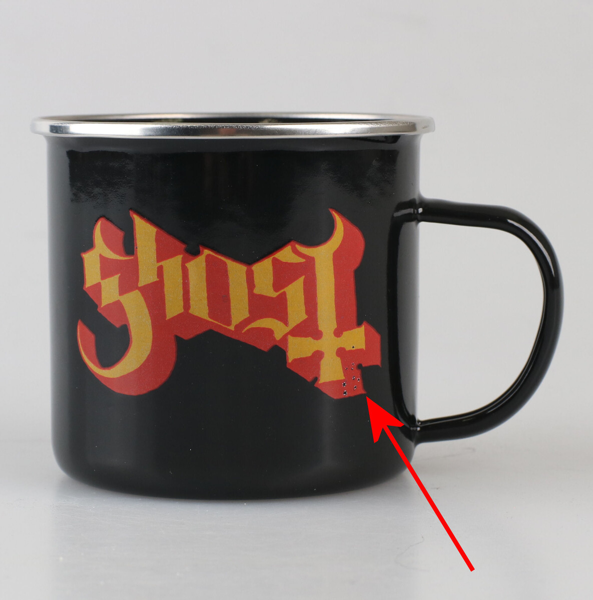 hrnek (plecháček) Ghost - Logo - POŠKOZENÉ