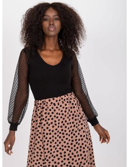 Dámská halenka s tylovými rukávy viskózová společenská ALANA černá