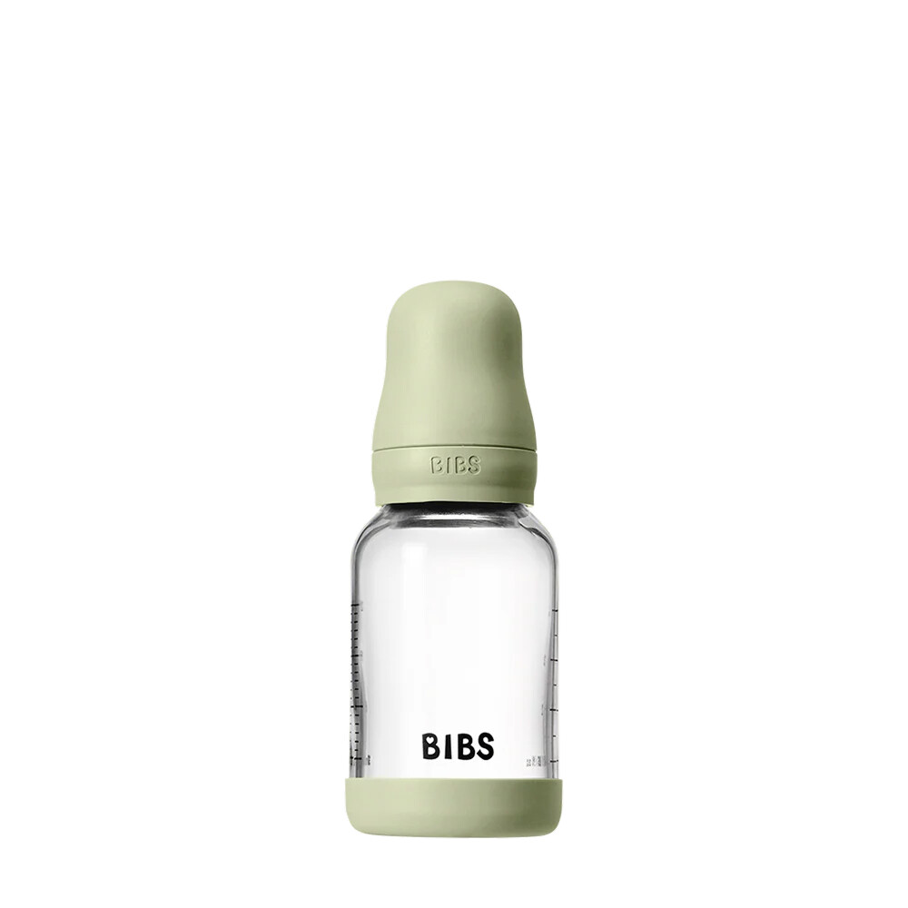 BIBS Láhev skleněná antikoliková 120ml, silkonová savička, sage