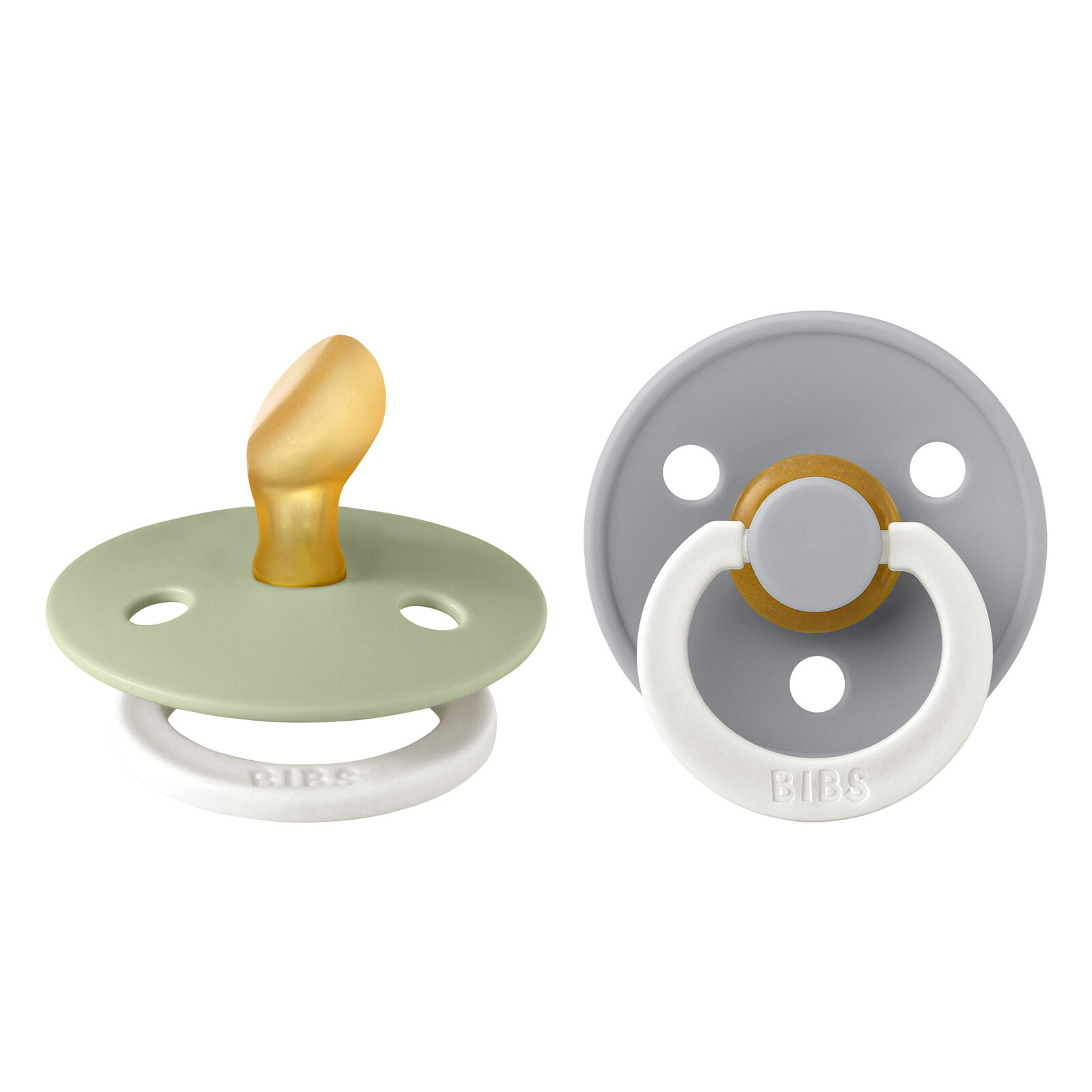 Bibs Dudlíky COLOUR ANATOMICKÉ NOČNÍ Sage/Cloud, anatomický - velikost 1, přír kaučuk 2ks