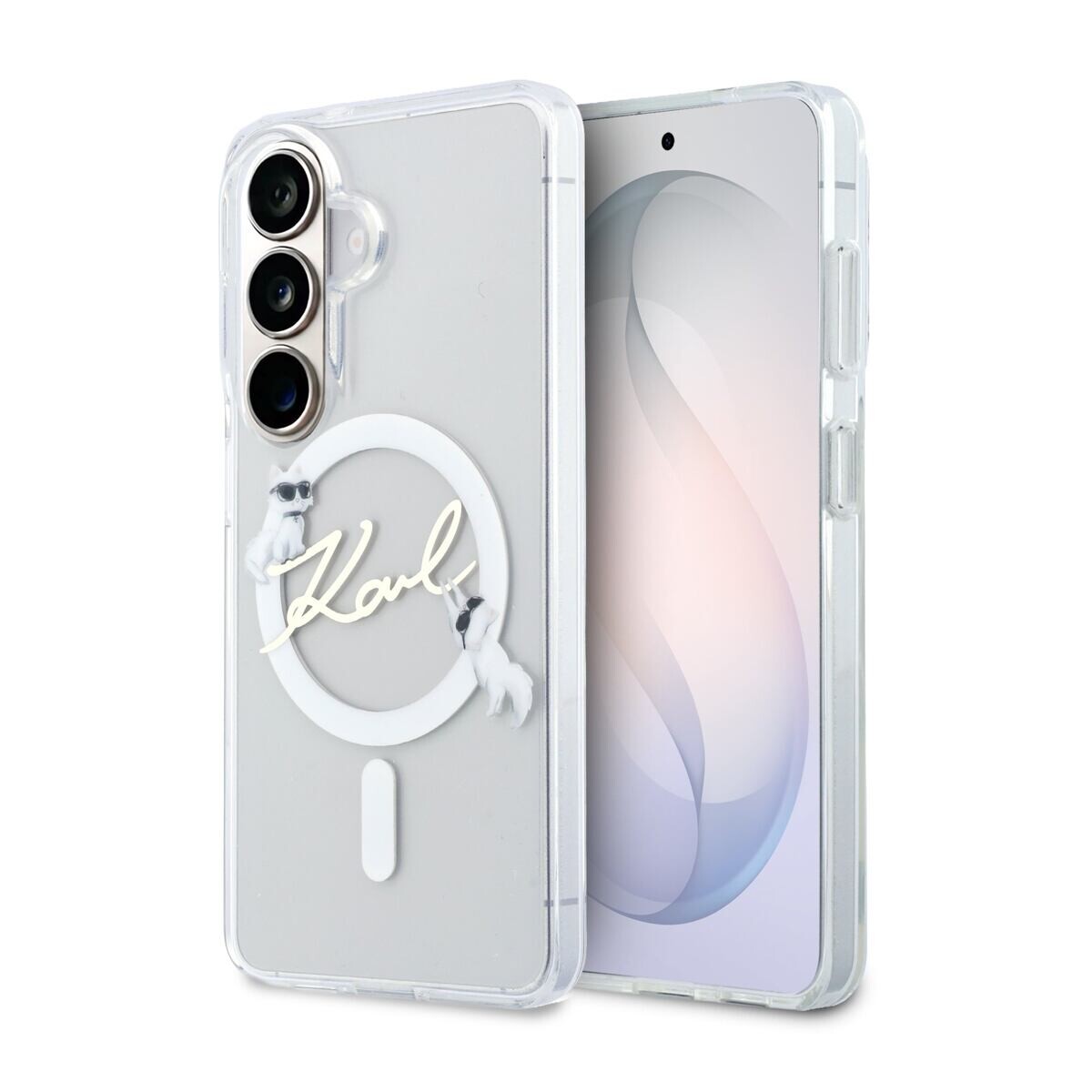 Karl Lagerfeld IML Choupette Karl Script Logo Magnetic Zadní Kryt pro Samsung Galaxy S26 Transparent KLHMS26S5HKSCAH