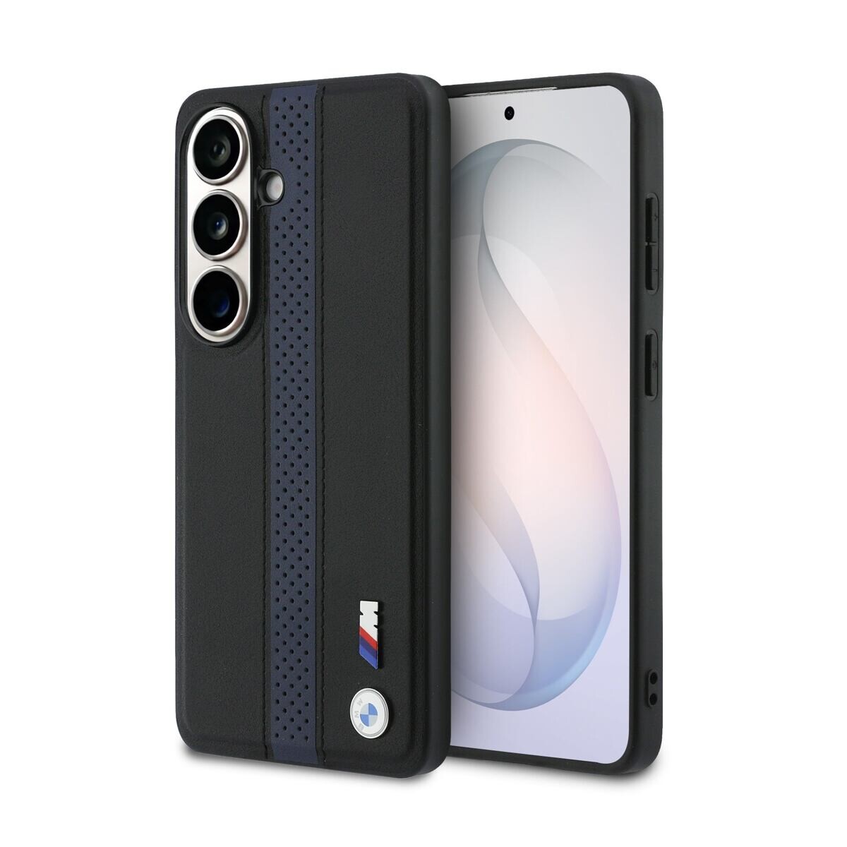 BMW M PU Leather Perforated Stripes and Metal Logo Magnetic Zadní Kryt pro Samsung Galaxy S26 Blue BMHMS26S25PCPSKB