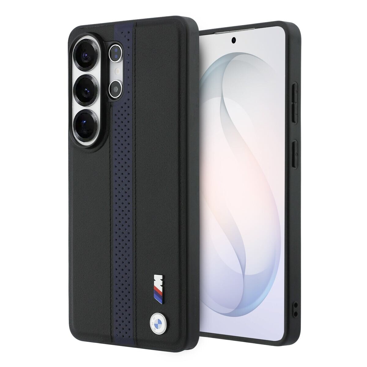 BMW M PU Leather Perforated Stripes and Metal Logo Magnetic Zadní Kryt pro Samsung Galaxy S26 Ultra BMHMS26L25PCPSKB