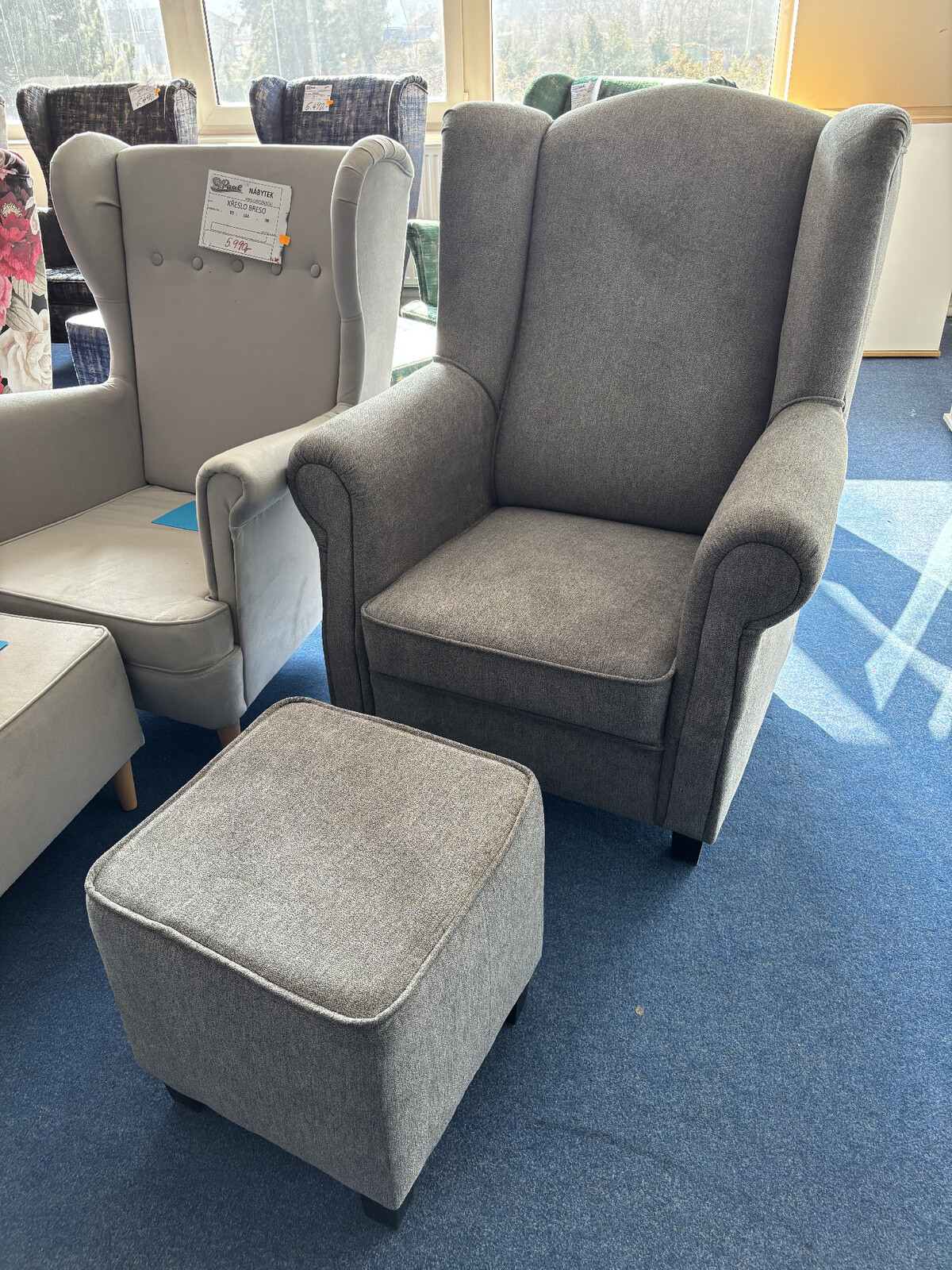 Křeslo AS s taburetem - látka 11767