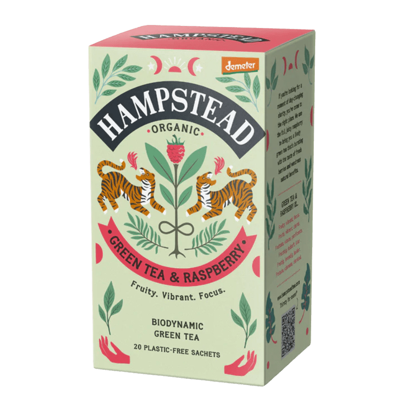 HAMPSTEAD TEA BIO zelený čaj s malinami 20 ks