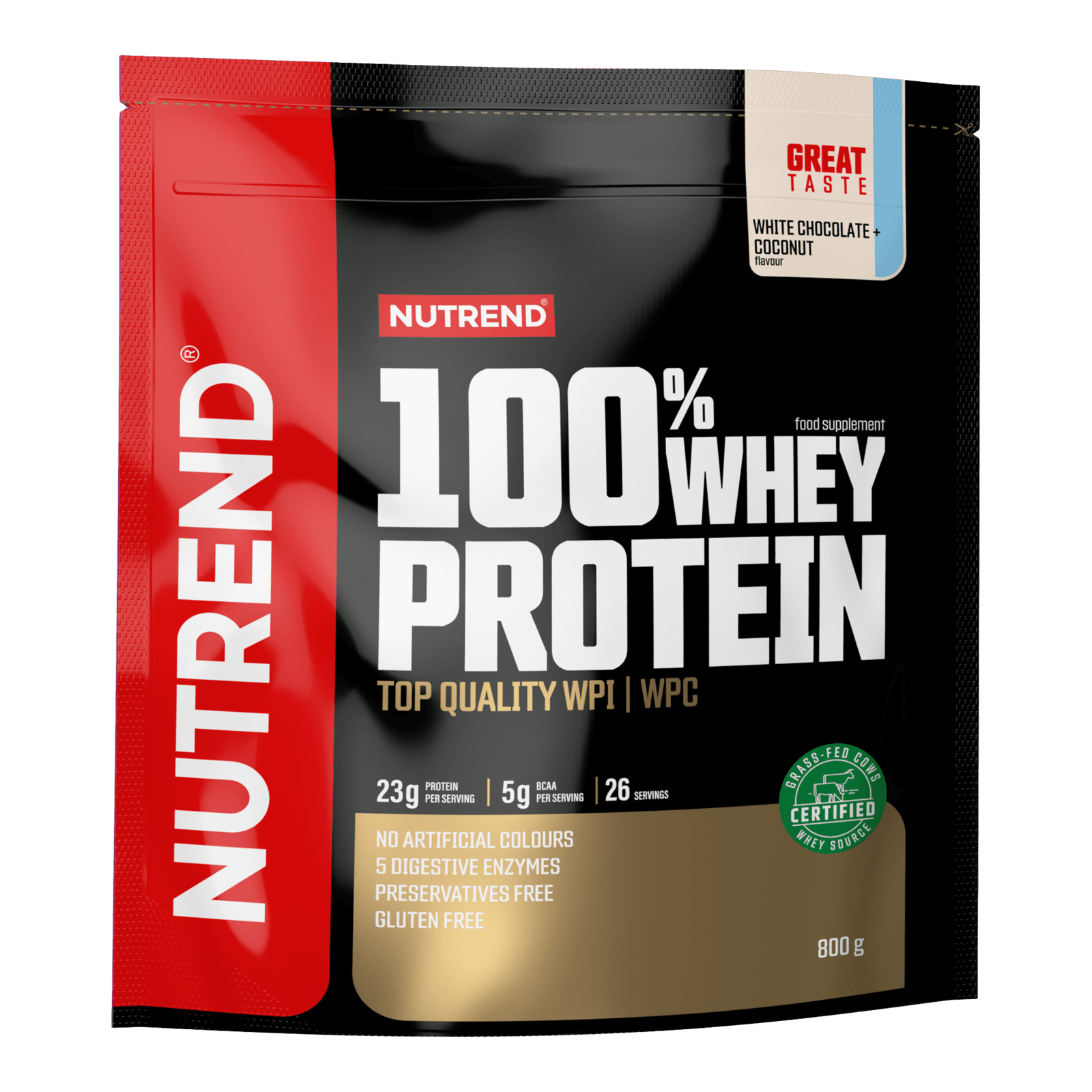 NUTREND 100% Whey Protein Bílá čokoláda + kokos 800 g