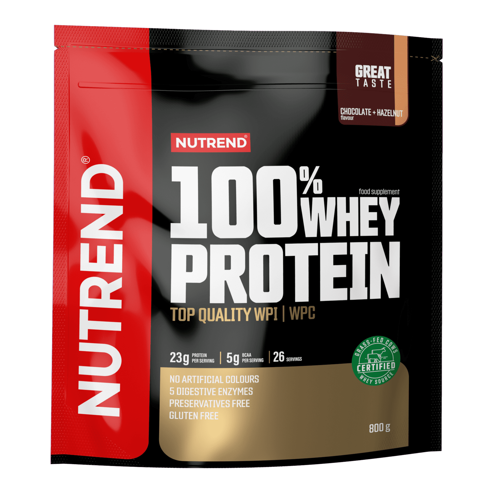NUTREND 100% Whey Protein Čokoláda + Lískový oříšek 800 g