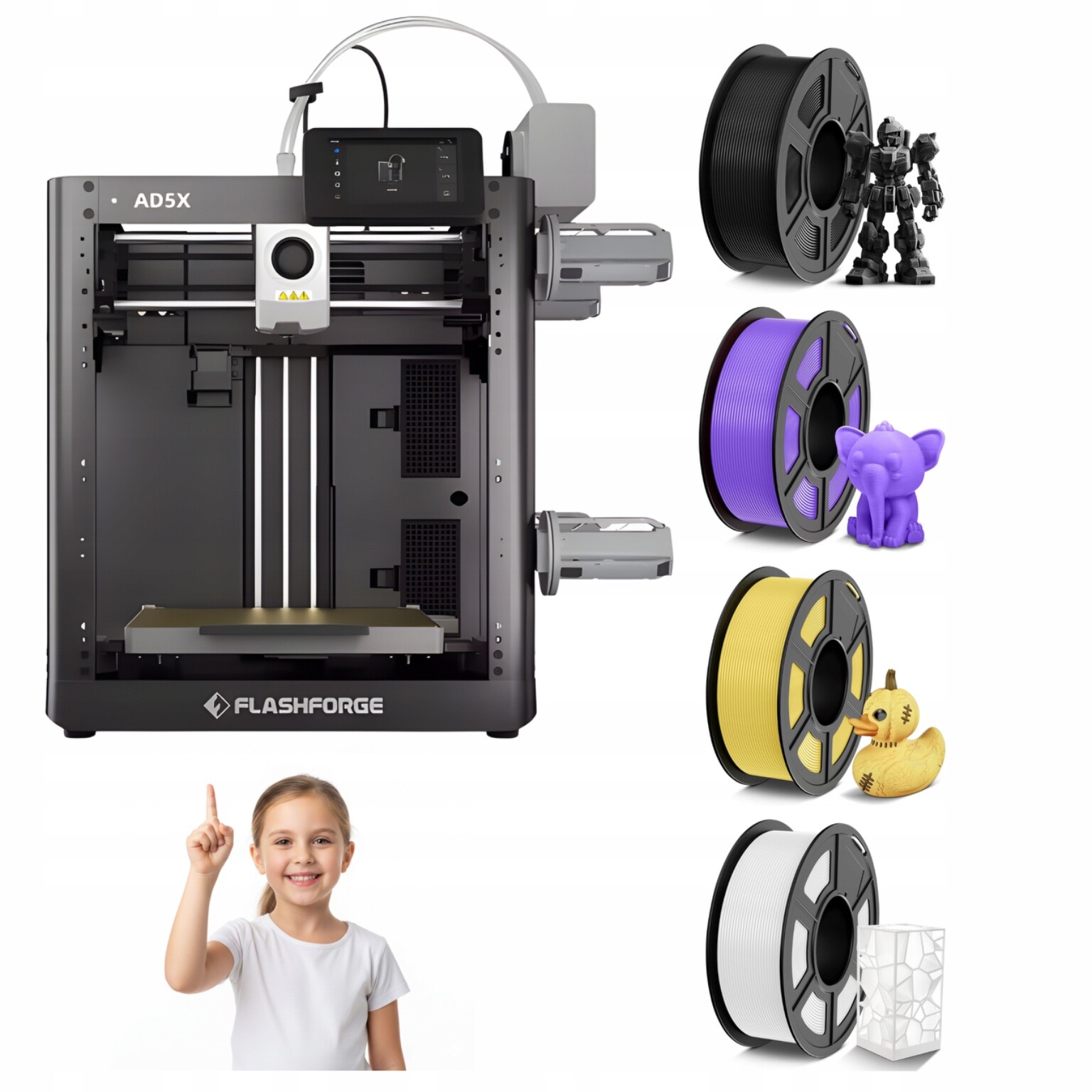 3D tiskárna vícebarevná 600 mm/s Ifs Flashforge AD5X 220 mm 4 filamenty