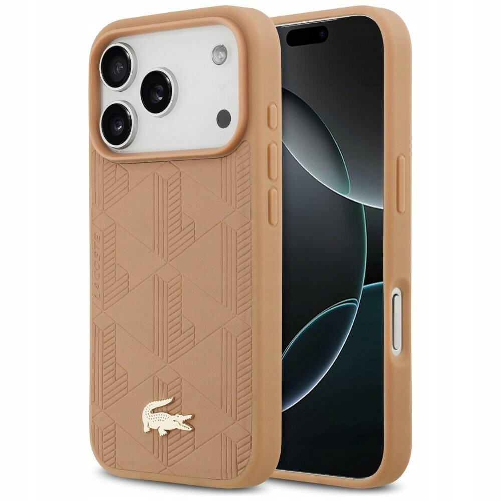Pouzdro Lacoste Nomograme Gold Logo MagSafe pro iPhone 17 Pro, růžové