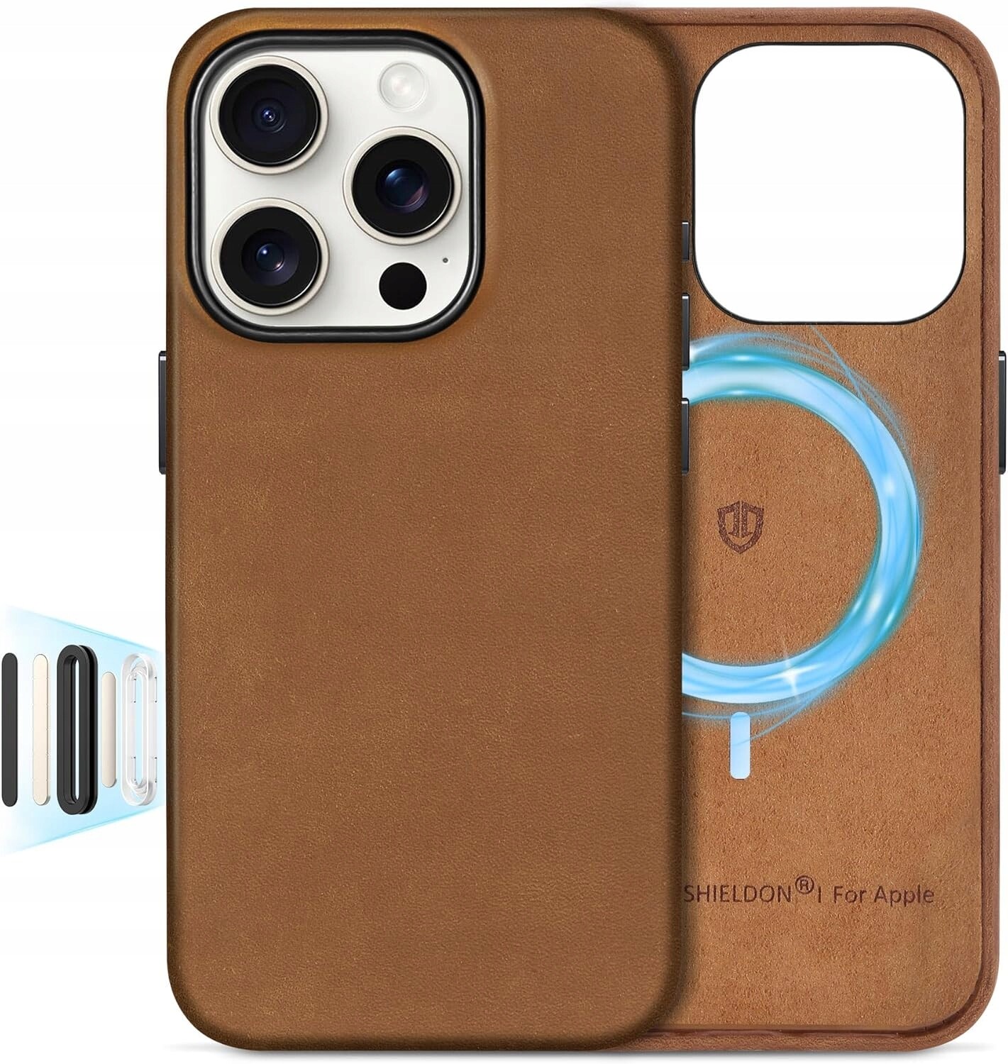 Pouzdro Zadní Kryt Shieldon pro Apple iPhone 16 Pro MagSafe Přírodní hovězí kůže