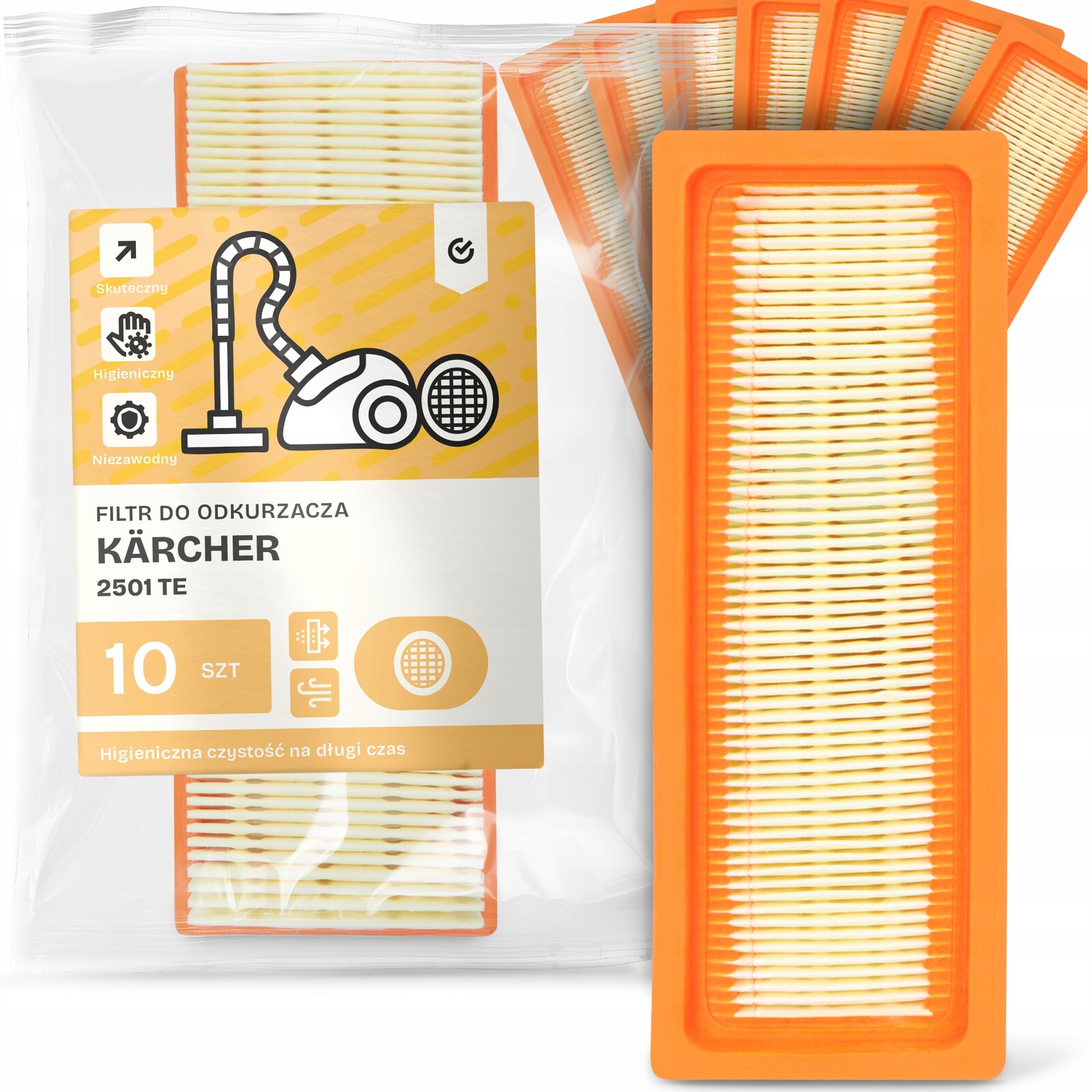 10x Vzduchový Filtr Pro Vysavač Kärcher 2501 Te Omyvatelný Výkonný Em-w