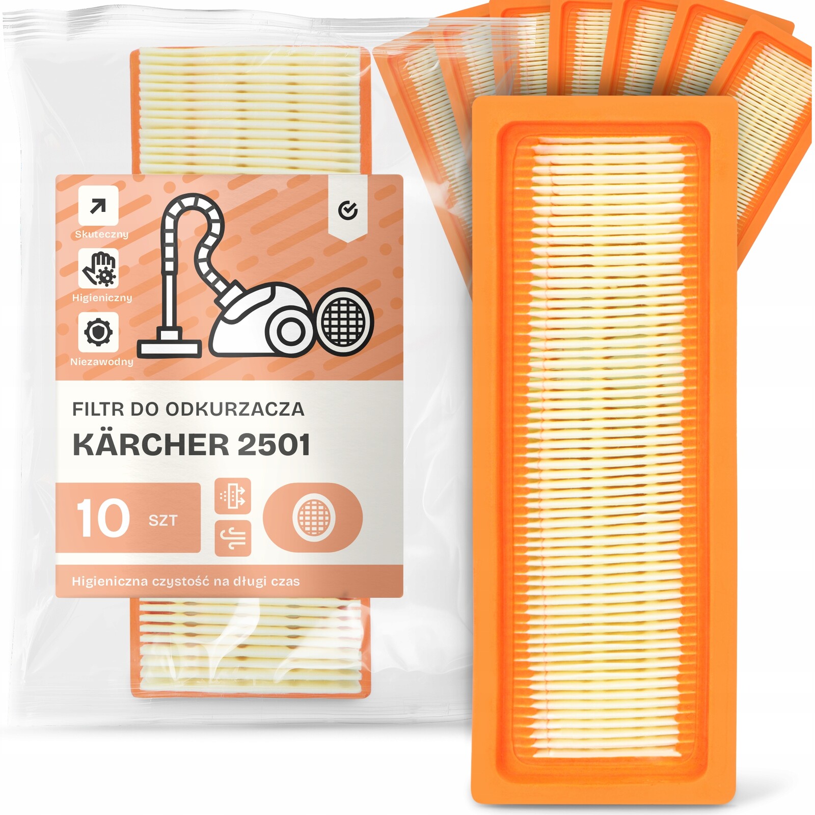 10x Vzduchový Filtr pro Vysavač Kärcher 2501 Omyvatelný Výkonný Em-w