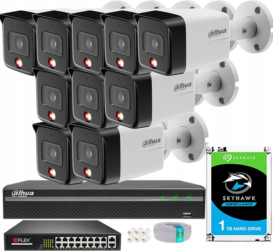 8Mpx monitorovací sada Dahua 10 kamer IPC-HFW1839TC-A-IL Smart Dual Light