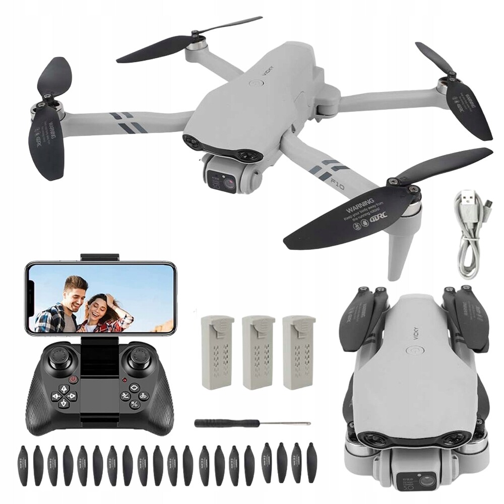 Dron F10 Wifi Hd Kamery Hračka Vznášení 200 m Dálkově Ovládaný Dálkový Ovladač