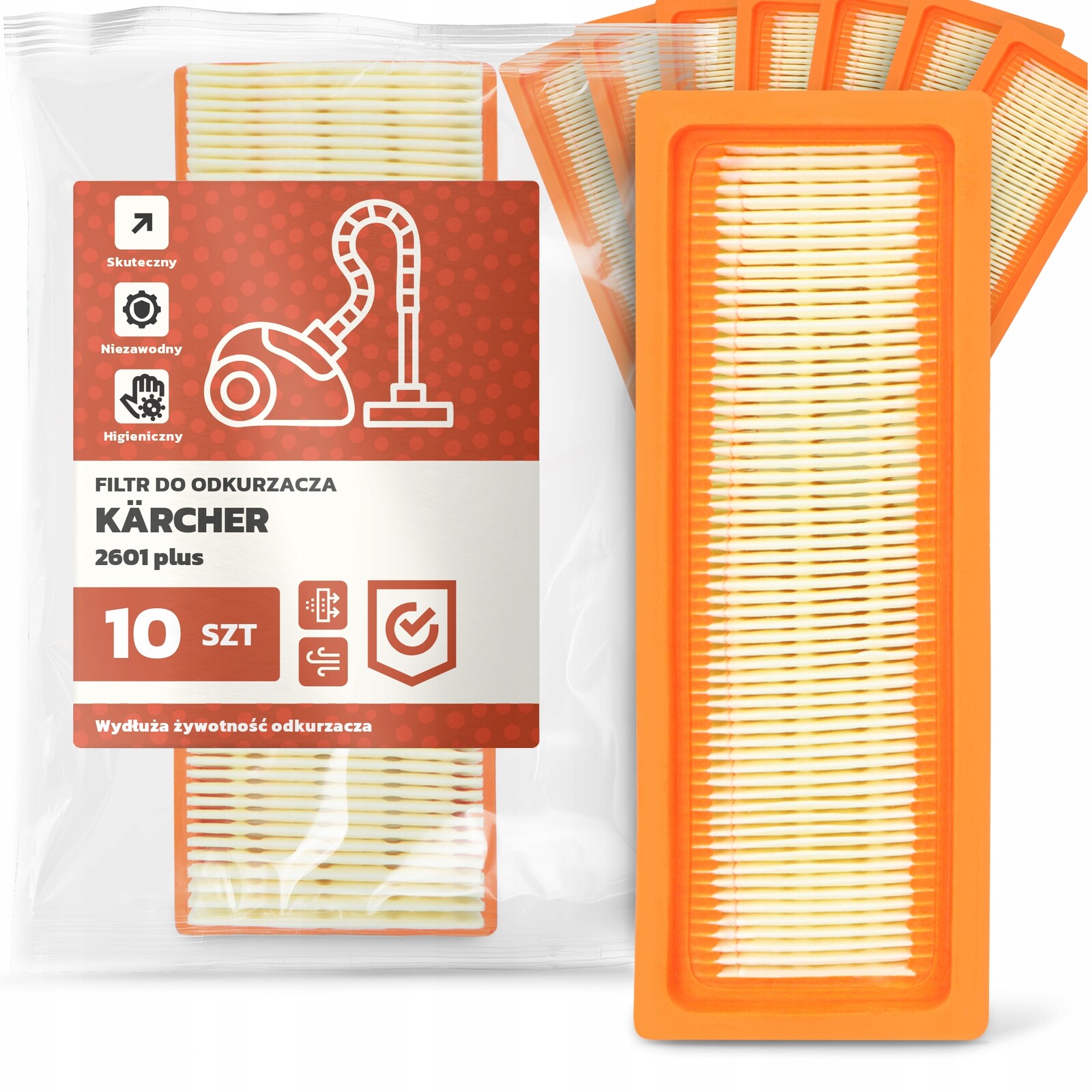 10x Vzduchový Filtr Pro Vysavač Kärcher 2601 plus Omyvatelný Výkonný Em-w