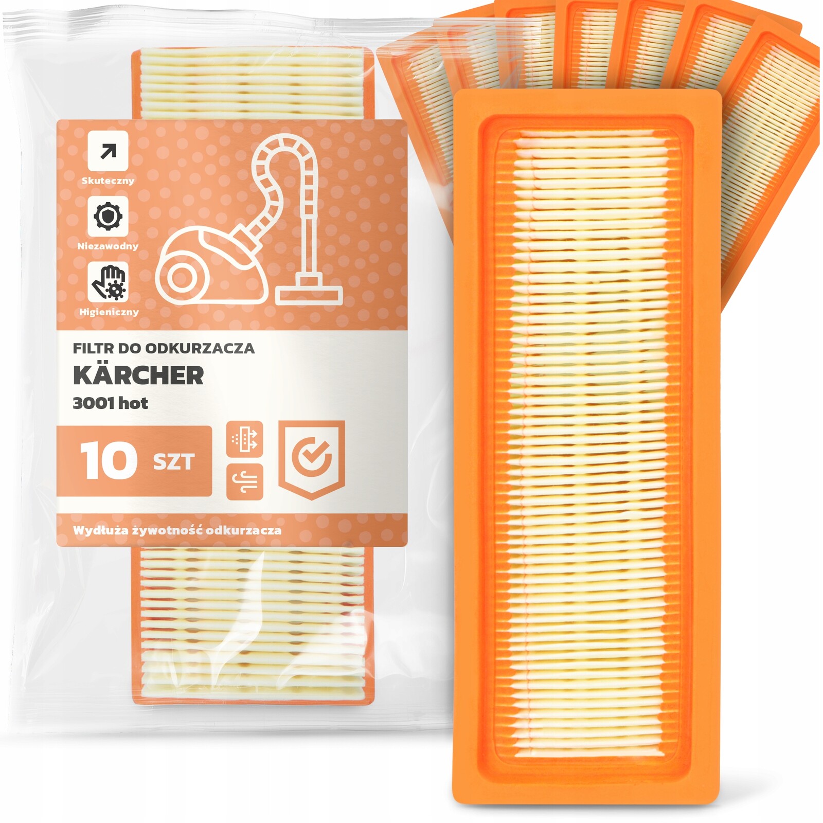 10x Vzduchový Filtr Pro Vysavač Kärcher 3001 hot Omyvatelný Výkonný Em-w