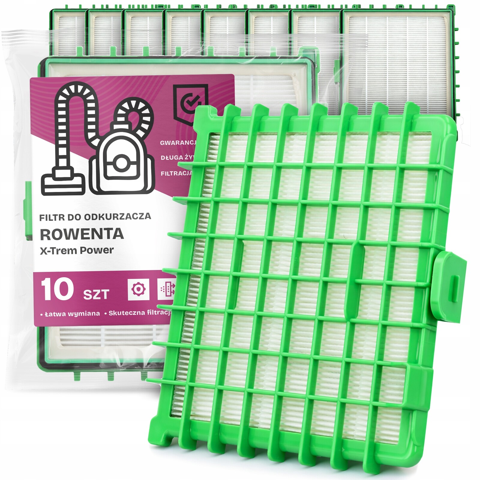 10 x Vzduchový Filtr Pro Vysavač Rowenta X-Trem Power Hepa H13 Em-w