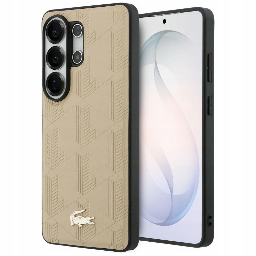 Pouzdro Lacoste Nomograme Gold Logo MagSafe pro Samsung Galaxy S26 Ultra béžové