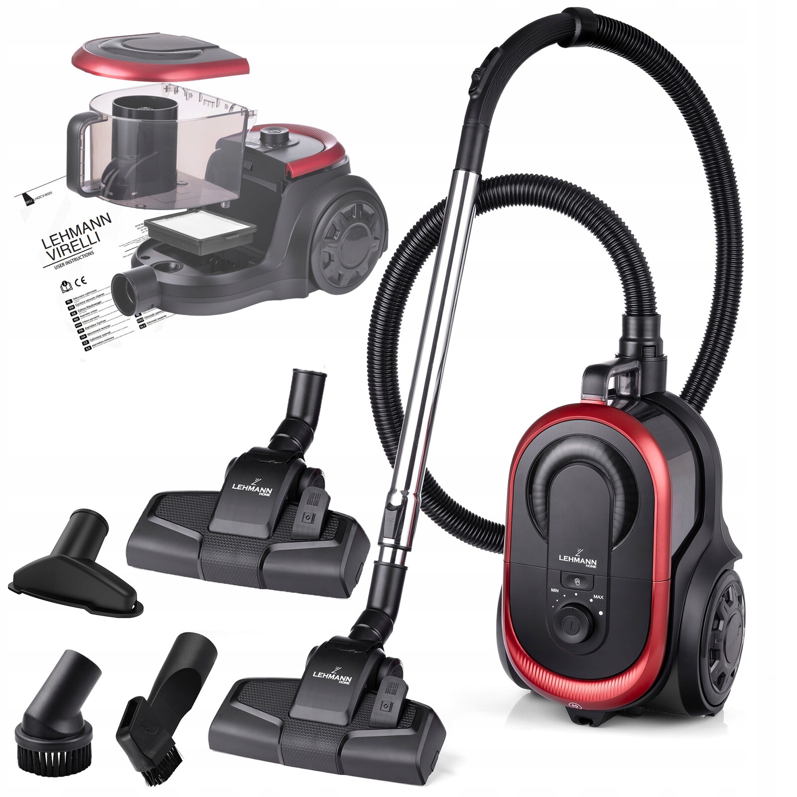 Vysavač Bezsáčkový Cyklonový Domácí 2x Hepa Filtr Malý Výkonný Lehký 4000W