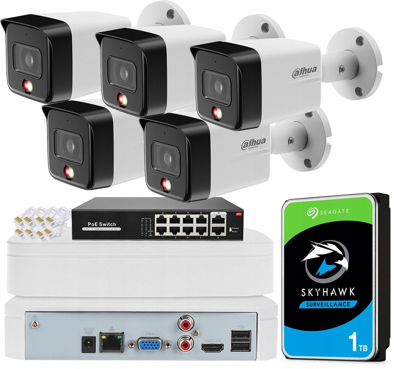 Monitorovací sada Dahua 5x Kamera 8Mpx Smart Dual Light Aplikace Detekce