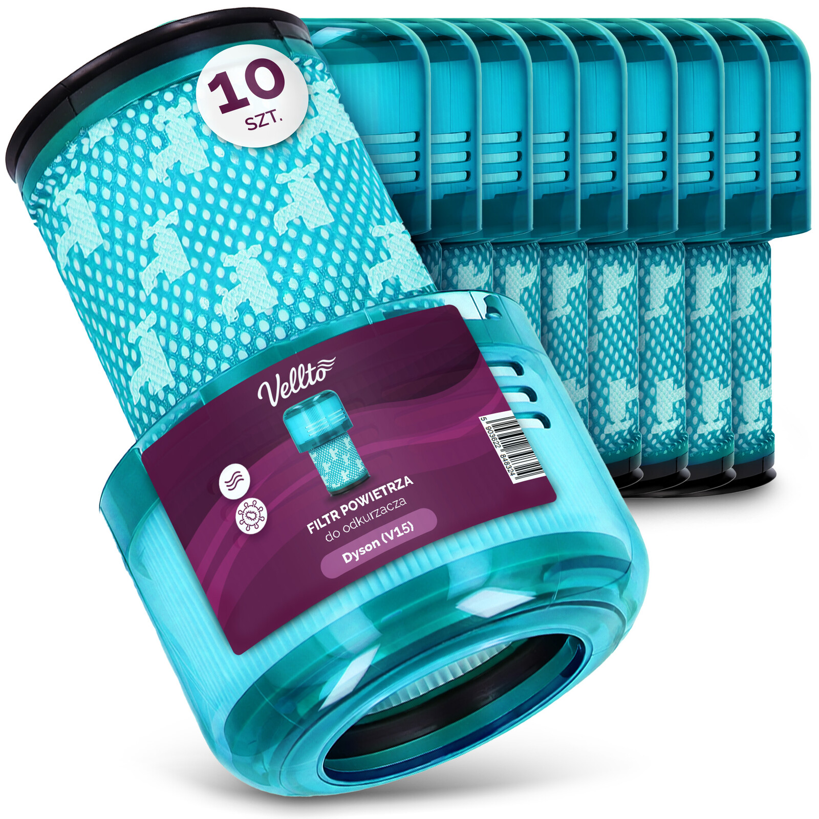 10 x Filtr do vysavače Dyson V15 Detect Absolute Submarine Fluffy Em-v