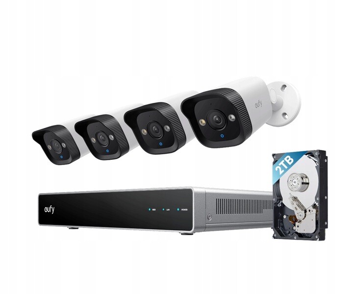 Sada 4 venkovních kamer Eufy PoE Nvr S4 Max 4x tubusová E40