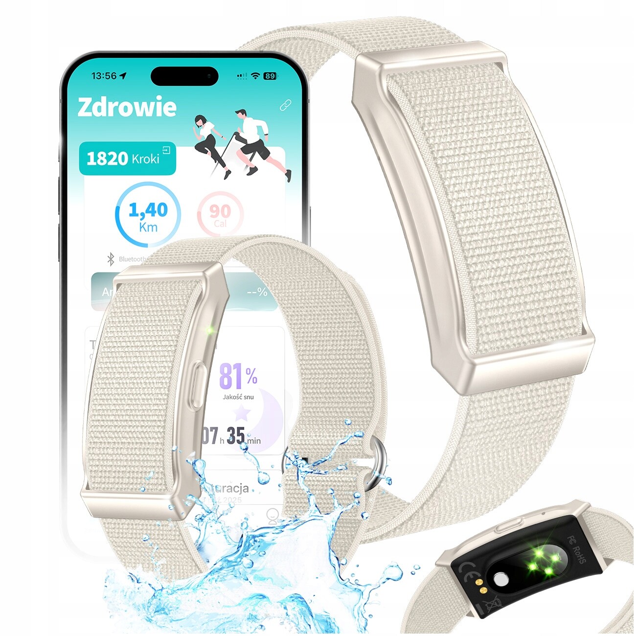 Smart Řemínek – Měření tepové frekvence Kyslíku v krvi Hrv Spánek Oznámení