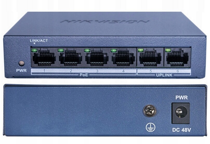 Switch PoE Hikvision DS-3E0106MP-E/M pro Ip kamery a videotelefony