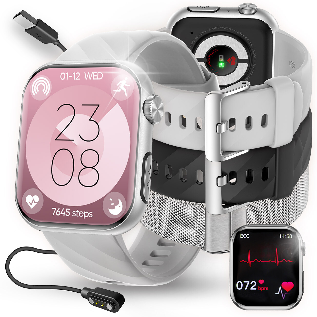 Chytré Hodinky Pro Seniora Hodinky Srdeční Frekvence Tlak Ekg Kyslík Bmi Hrv Menu Pl