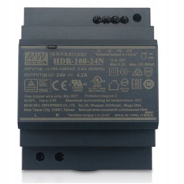 Mean Well HDR-100-24N Průmyslový napájecí zdroj 100W 24V 4.2A na Din lištu