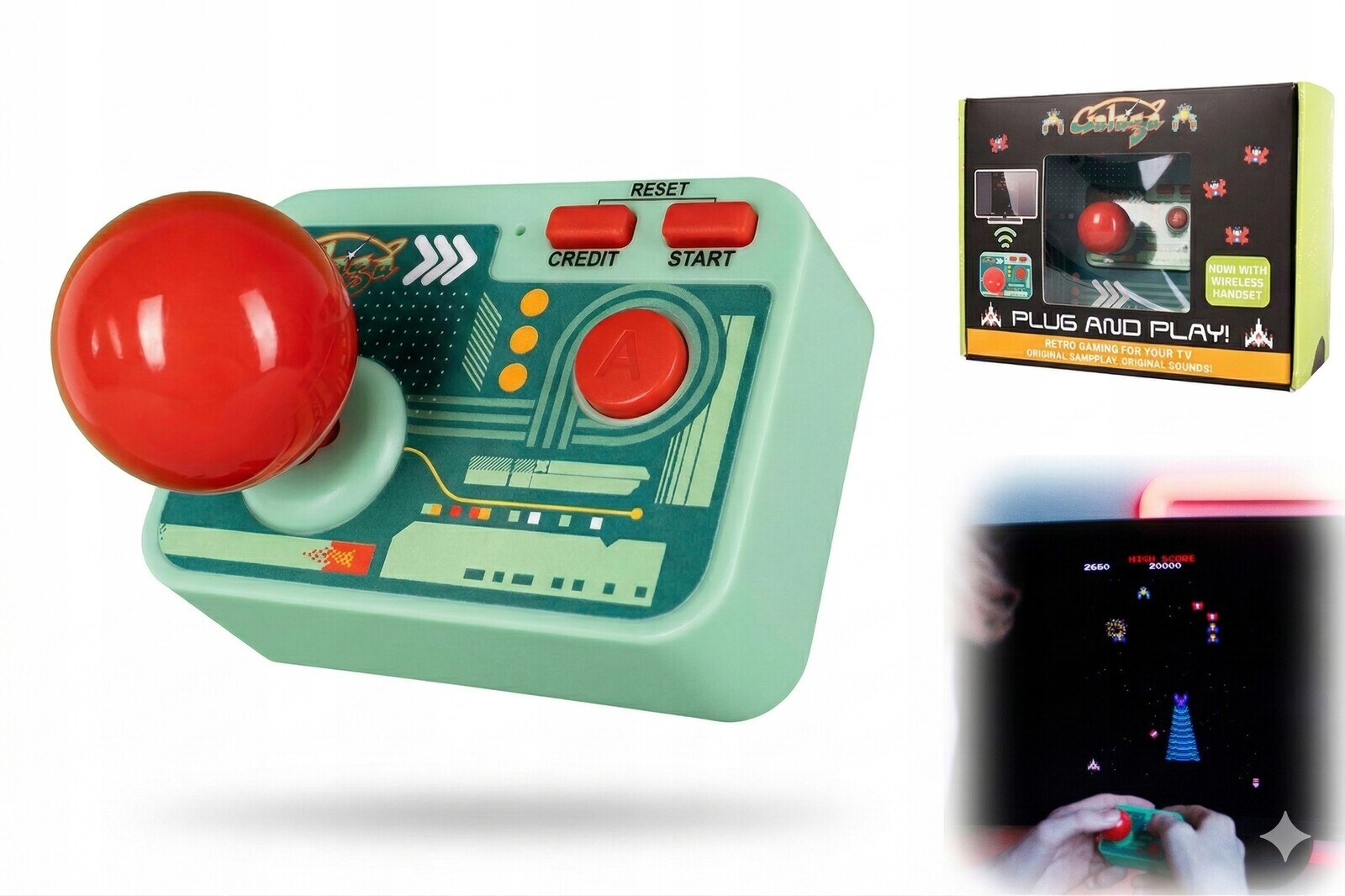 Konzole Hra Tv Retro Arcade Galaga Plug & Play Bezdrátový ovladač