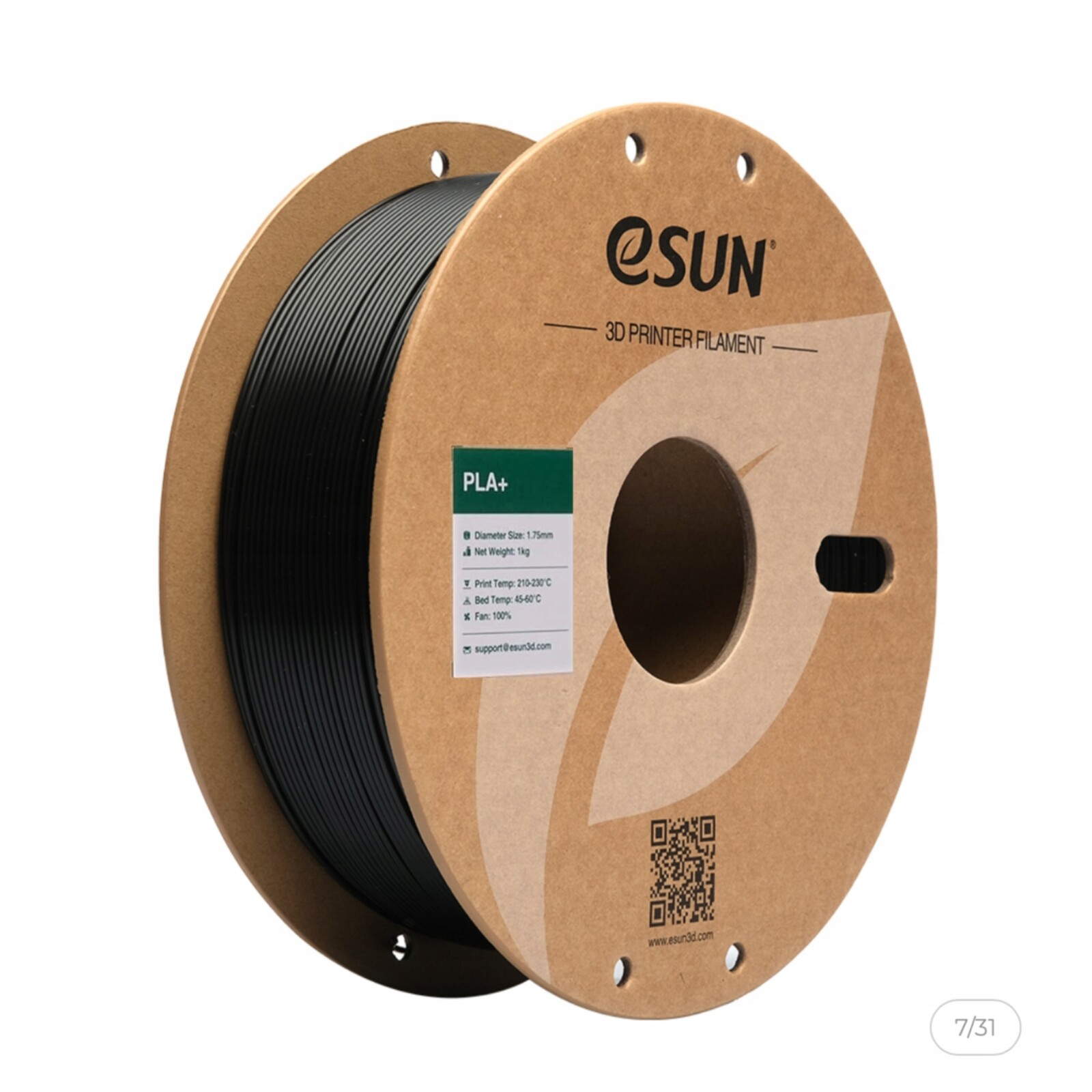 Černý filament pro 3D tiskárny Pla+ eSUN 1.75 mm 1000 g