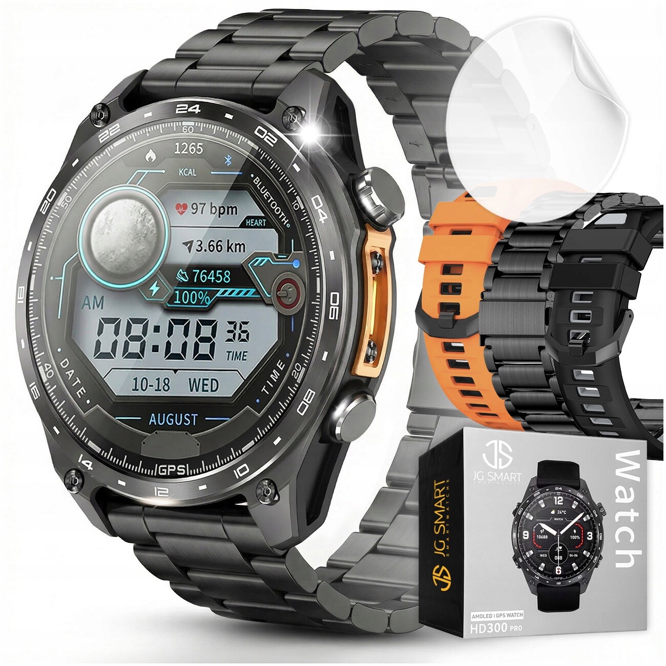 Chytré Hodinky Pánské Hodinky Gps 4GB Mapy Amoled Tlak Menu Pl Voděodolné