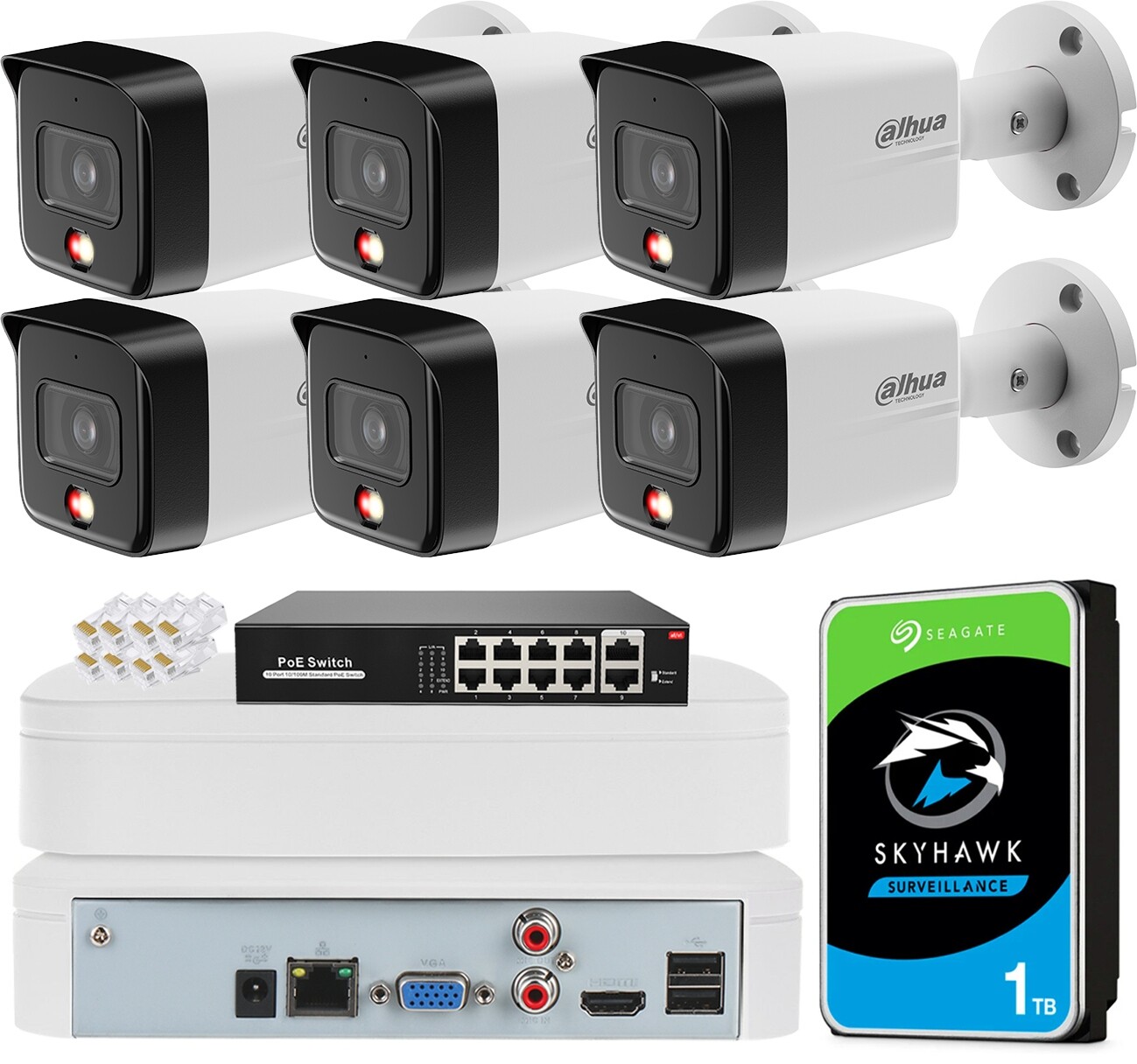 Monitorovací sada Dahua 6x Kamera 8Mpx Smart Dual Light Aplikace Detekce