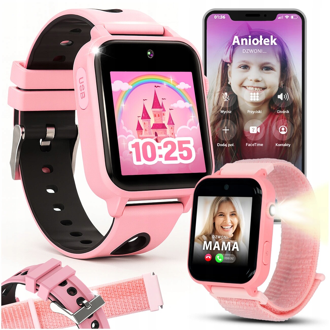 Chytré Hodinky pro děti Dětské hodinky Hry Konverzace Menu Polské Steps 2G