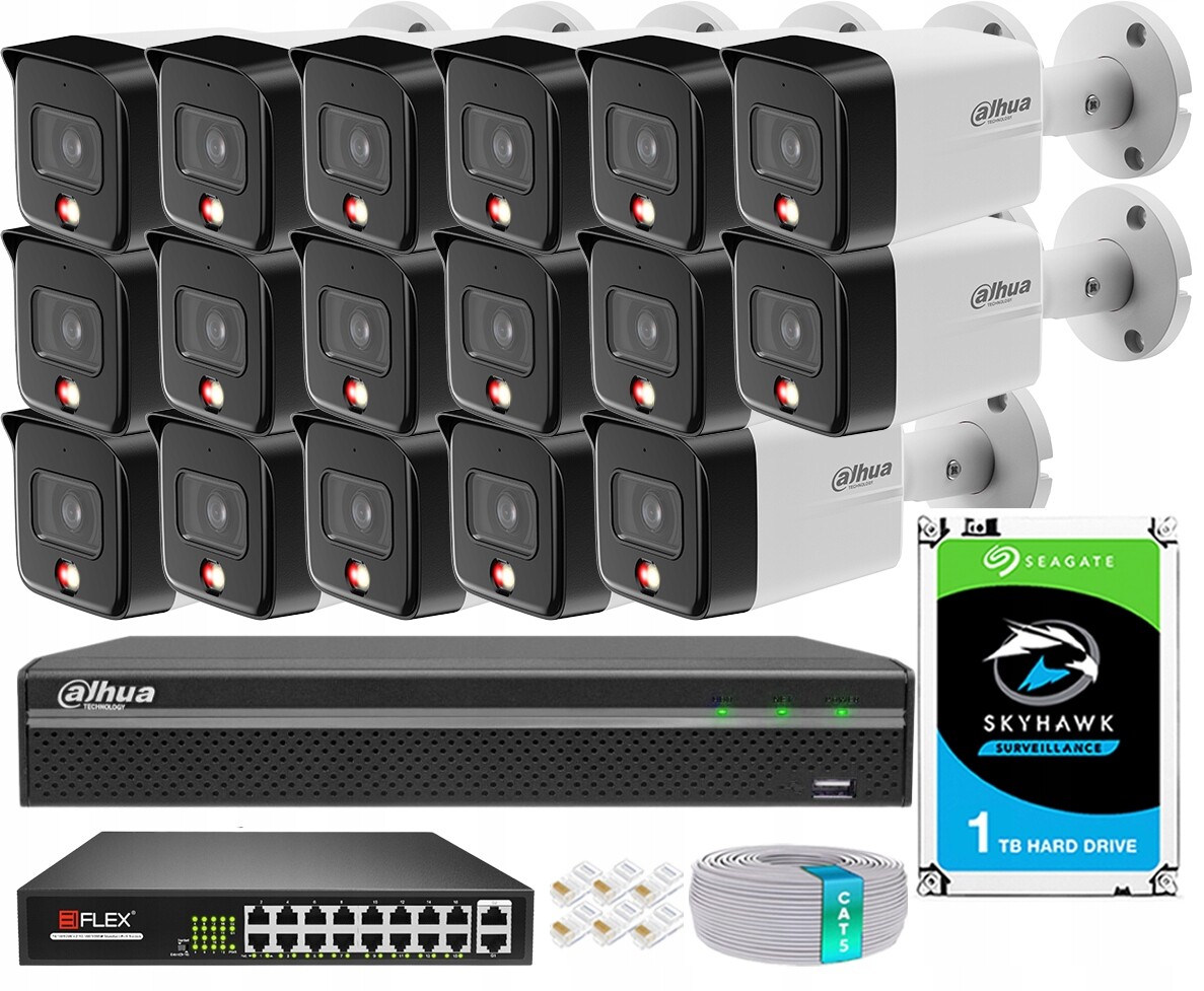 8Mpx monitorovací sada Dahua 16 kamer IPC-HFW1839TC-A-IL Smart Dual Light